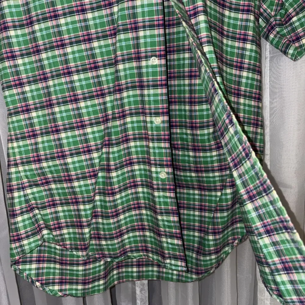 Polo Ralph Lauren Oxford Shirt Men's Blake Check Short Sleeve Button Down Size L